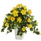 Nearly Natural Hibiscus Artificial Plant in White Tower Planter - Yellow